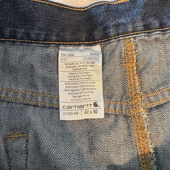 Carhartt Holter Jeans Men's 42X30 Blue Denim Relaxed Fit Straight Work Pants EUC - Picture 4 of 7